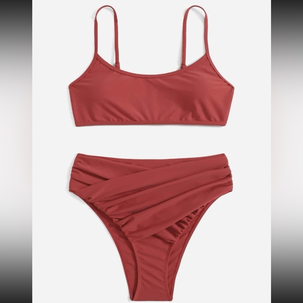MAUVE PINK HIGH-WAIST BIKINI (XS) 🌺